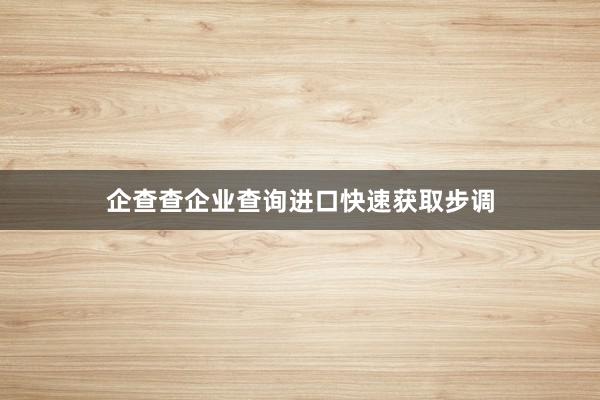 企查查企业查询进口快速获取步调